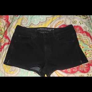 Black American Eagle Hi-Rise Shortie Shorts